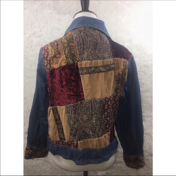 J Jill Out Of The Blue Patchwork Denim Jacket SP - Picture 4 of 6
